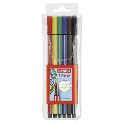 Premium-Filzstift - STABILO Pen 68 - 6er Pack - mit 6 verschiedenen Farben