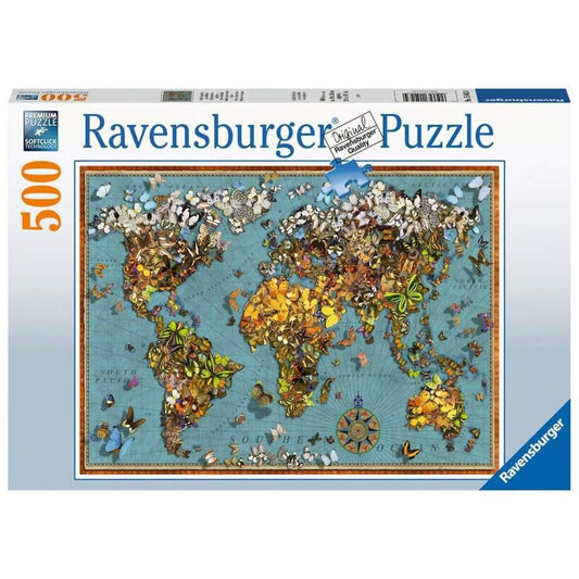 Ravensburger Puzzle Antike Schmetterling-Weltkarte, 500 Teile