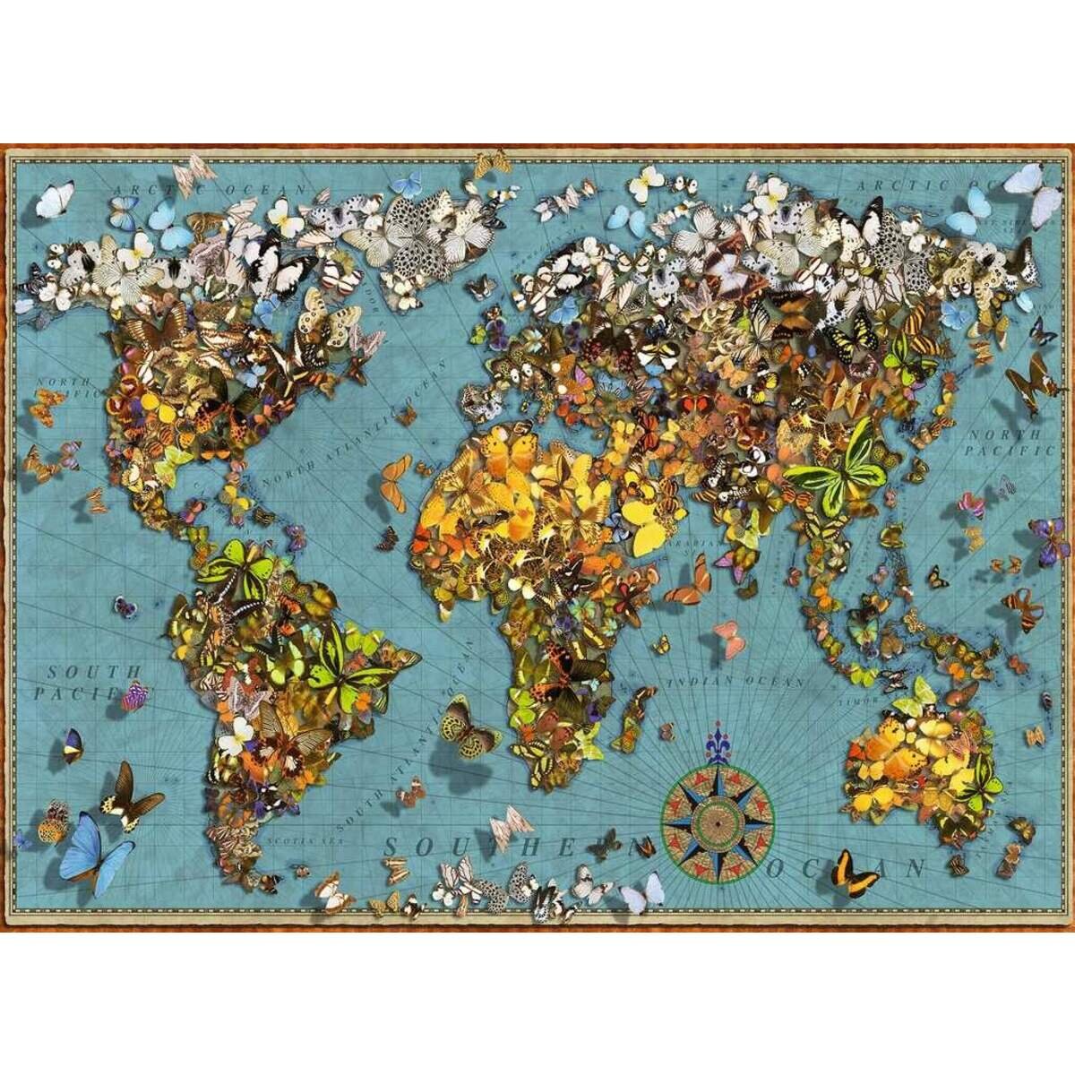 Ravensburger Puzzle Antike Schmetterling-Weltkarte, 500 Teile