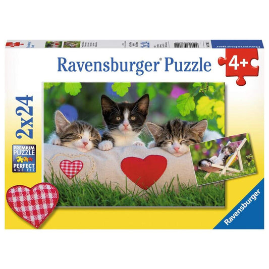 Ravensburger Puzzle Verschlafene Kätzchen, 2x24 Teile