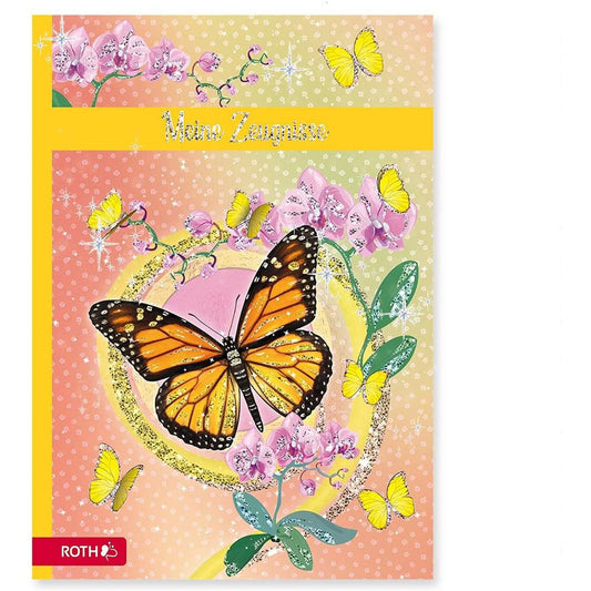 Roth Zeugnismappe Schmetterling, A4, Glitter, 10 Einlagen