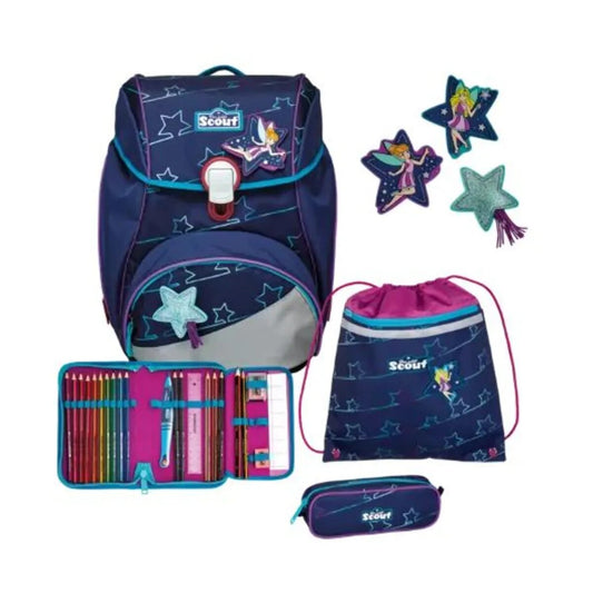 Scout Schulranzen-Set Alpha Blue Star, 4-teilig