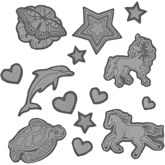 Step by Step Sticker-Set, Silber, reflektierend, 14 Sticker