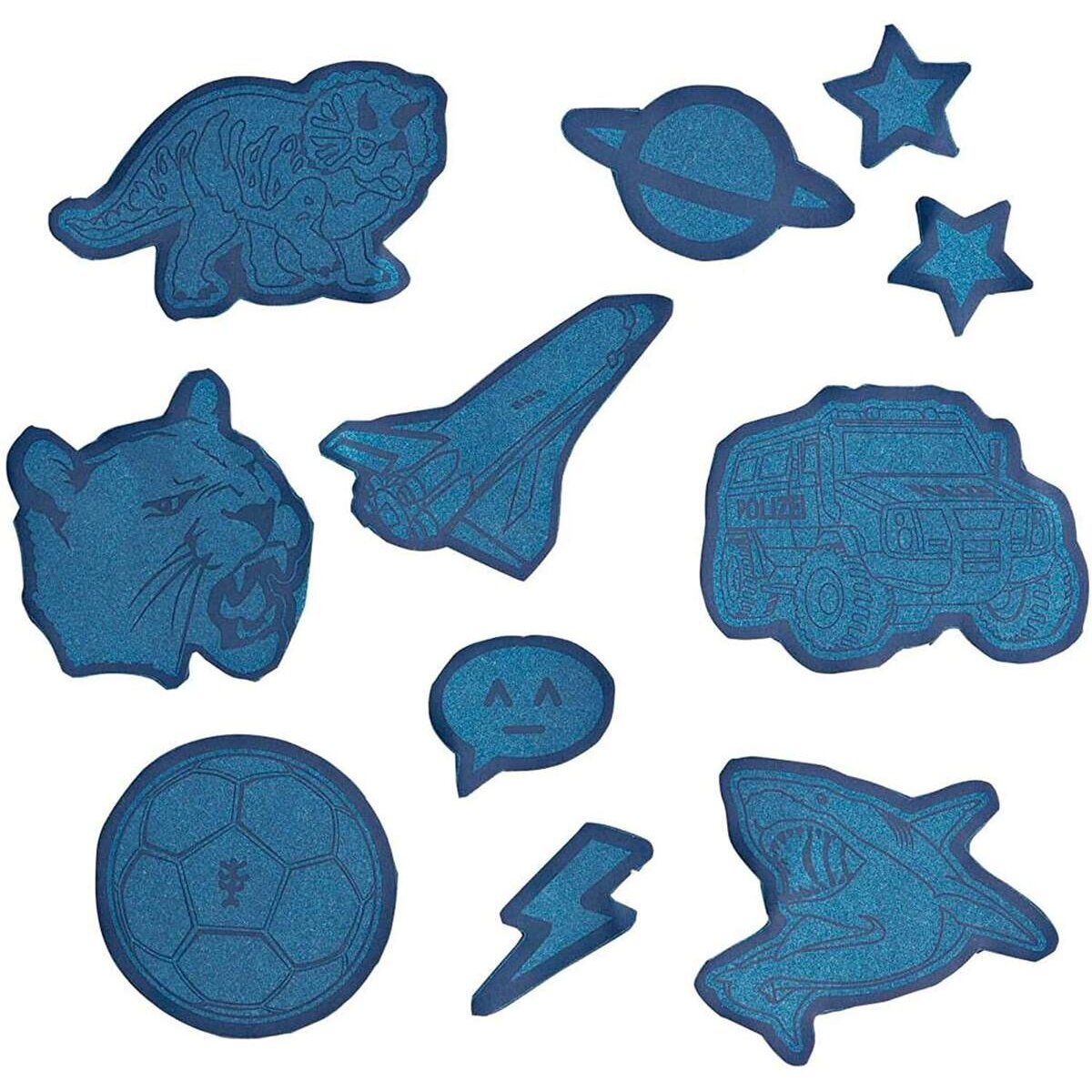 Step by Step Sticker-Set, blau, reflektierend, 11 Sticker