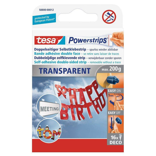 tesa Powerstrips transparent Deco, 16 Strips