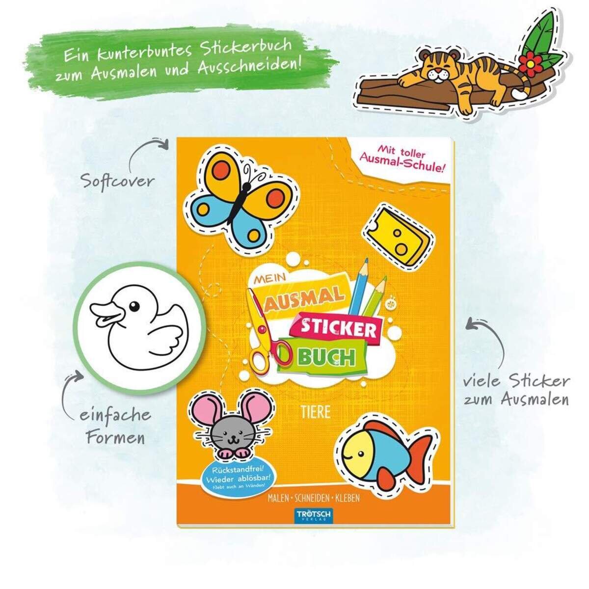 Trötsch Bastelbuch Mein Ausmal Sticker Buch Tiere