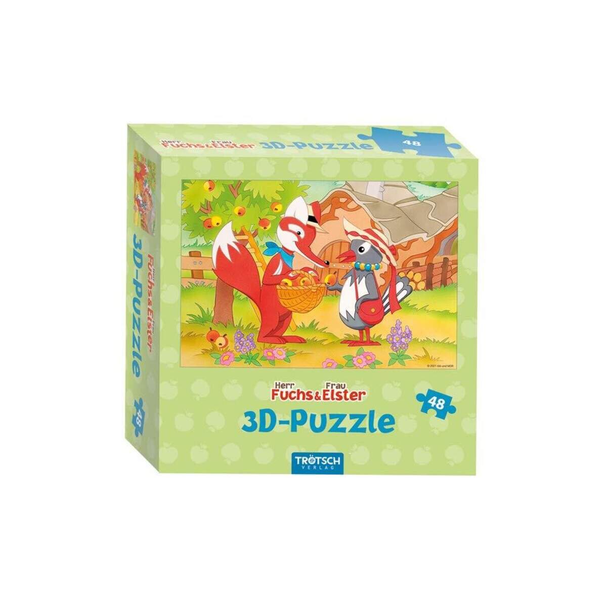 Trötsch Fuchs und Elster 3D Puzzle Apfelbaum, 48 Teile