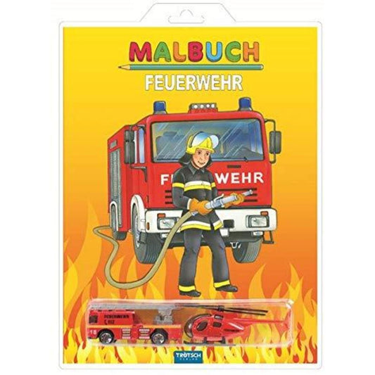 Trötsch Malbuch Feuerwehr mit Leiterwagen und Hubschrauber