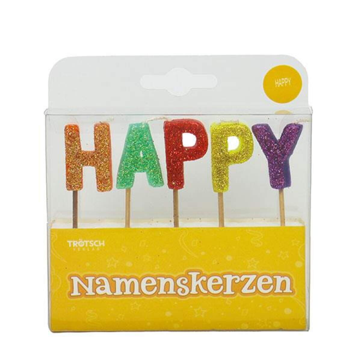 Trötsch Namenskerze Happy 11x10x2cm